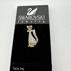 STILL WITH TAG! Swarovski crystal cat tact pin!